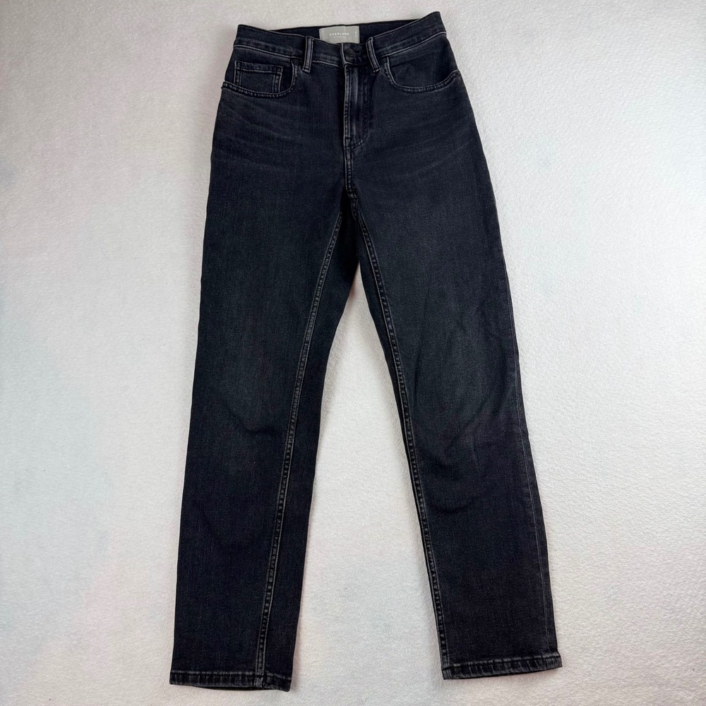 Everlane The Cheeky Straight Jean High Rise Washed Black 24 Denim